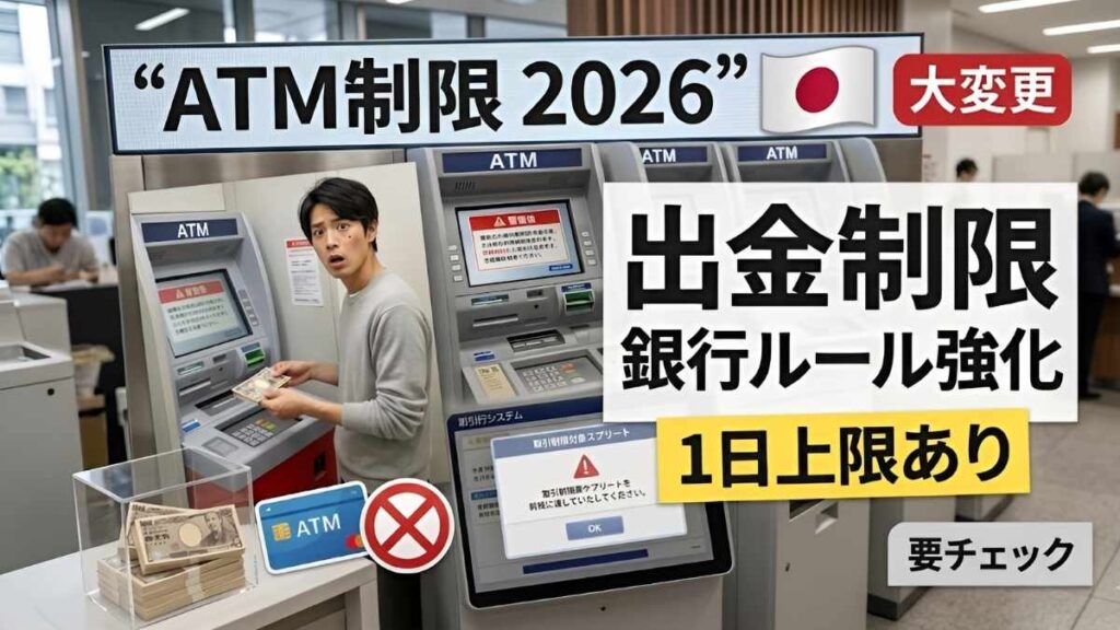 ATM出金限度額の大幅変更: 日本の銀行が新しい管理ルールを導入し現金利用制限が拡大する2026年動向