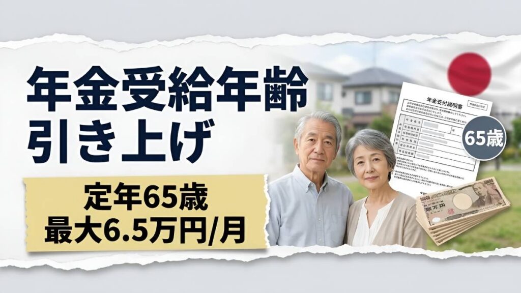 日本の年金制度改正: 受給年齢65歳に引き上げ、月額最大65,000円の支給ルールが確定
