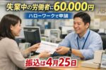 失業者支援金2026年4月: 失業中の労働者に60,000円 Hello Workで申請 振込は4月25日