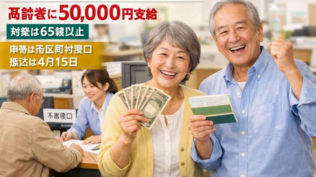 年金特別給付4月2026: 高齢者に50,000円支給 対象は65歳以上 申請は市区町村窓口 振込は4月15日